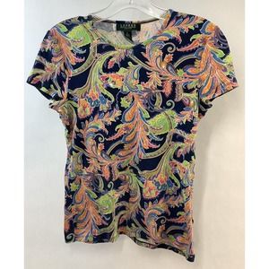 Lauren Ralph Lauren Women’s Shirt Bright Floral Petite Size PL